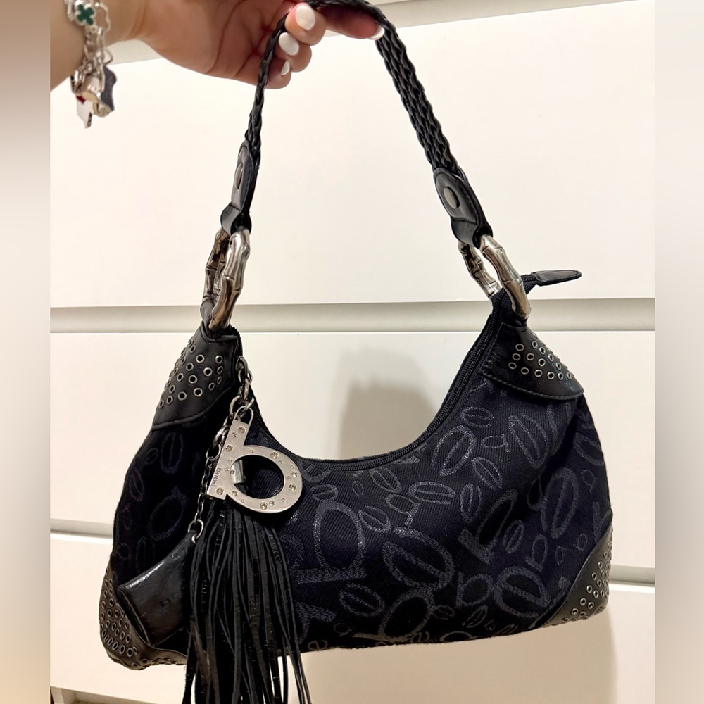 Bebe Canvas & Leather Medium Shoulder Bag
